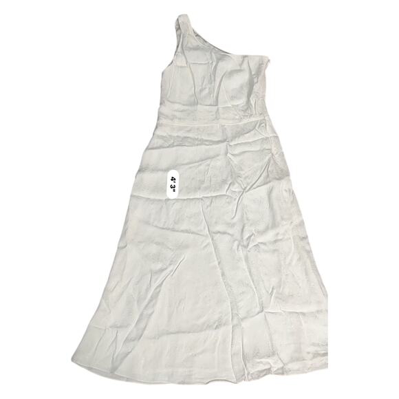 Markarian White One-Shoulder Asymmetric Viscose Midi Dress 10 Cocktail Bridal - Picture 10 of 10